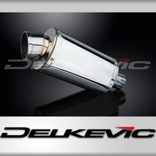 Delkevic Motorcycle 225mm Oval Stainless Exhaust Silencer End Can with Straps