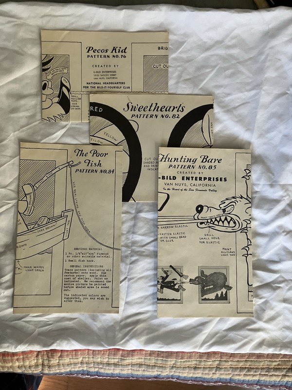 Rare Vintage U-Bild Woodworking Patterns #’s 76, 82, 84, 85.  W/Orig Envelope!!