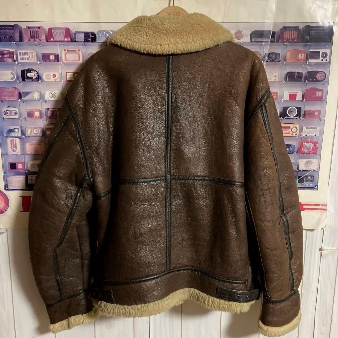 ROBO B-3 Leather Flight Jacket 90s Vintage Mouton Coat Size L Used