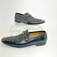 Gucci Men’s Black Leather Bit Loafers UK 8 (US 9) Horsebit Crest Medallion