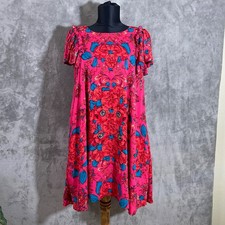 Free People Yara Mini Dress in Rose Print Women's XS Pockets Oversize Boho Lined