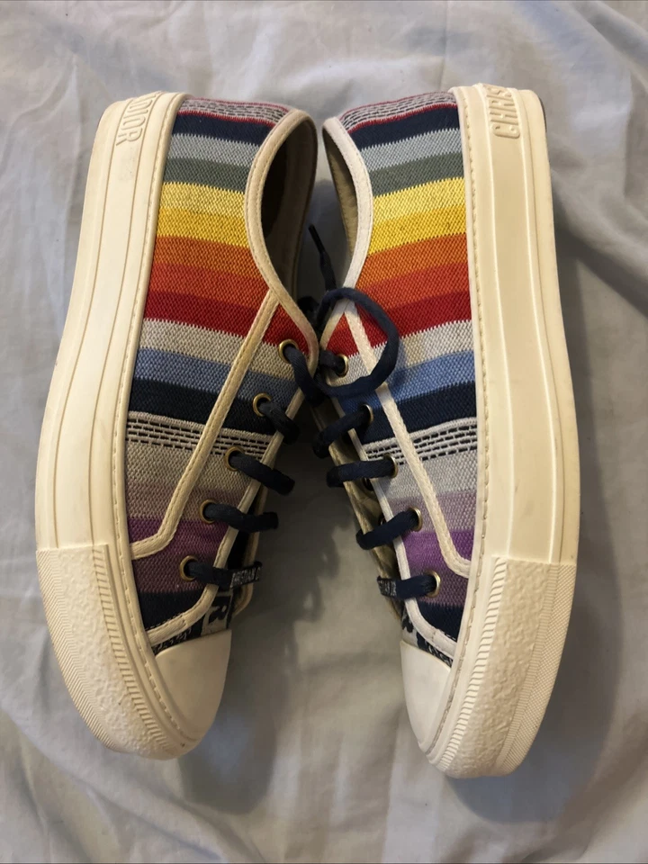 Christian Dior Canvas Rainbow Walk'N'Dior Sneakers 40 Multicolor Gucci Ladies - Image 4 of 4
