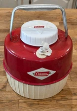 Vintage Red 1960's Coleman Diamond Logo  1 Gallon Water Cooler Jug 1964 Camp