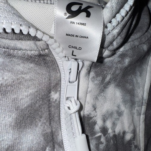 GK Elite Tie Dye Gray & White Warmup Set - Matching Hoodie L & Shorts Youth MED - Picture 3 of 4