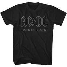 AC/DC Back In Black Logo Black Rock and Roll Music Band T-Shirt