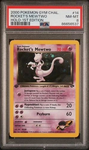 PSA 8 Rocket's Mewtwo 1st Edition - 14/132 - Gym Challenge - Pokemon - Read Des.