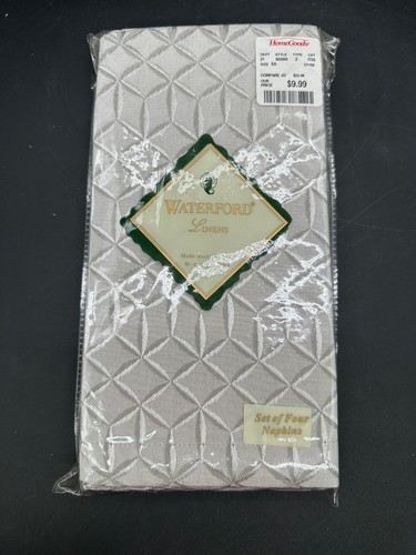 WATERFORD Linens Set of 8 Crosshaven Cloth NAPKINS Plat White NEW - Picture 3 of 4