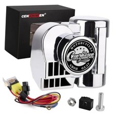 12V Motorcycle Air Horn Kit for Truck with Built-in Compressor  silvery
