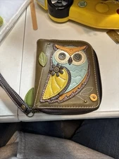 Chala Owl Zip Around Wallet Faux Leather Wrist Wallet New Without Tags