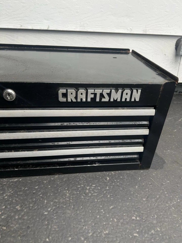 RARE SLIM 9.5” Craftsman 3 Drawer Mid Tool Box Middle Intermediate Chest Black - Image 3 of 4
