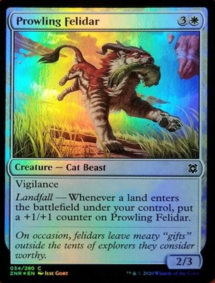 X 1 Prowling Felidar FOIL NM-M Zendikar Rising 034 MTG Magic The Gathering