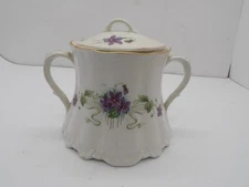Vintage Homer Laughlin Hudson Sugar Bowl with Lid , Purple Violets Design