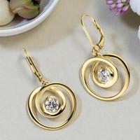 OhrhäNger 925 Sterling Silber Gold Vergoldet 2 Zirkonia Ohrringe Boutons