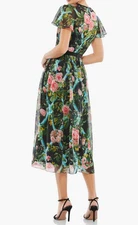 Mac Duggal Floral Illusion Cap Sleeve Midi Dress NWT Women’s Size 10 Chiffon