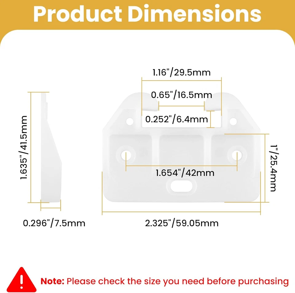 Guia Plastica para Cajon de Comoda Gabinete Closet Soporte Blanco 16 Piezas - Image 2 of 4