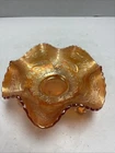 VINTAGE CARNIVAL FENTON MARIGOLD LITTLE FISH’S FOOTED RUFFLED SAUCE BOWL