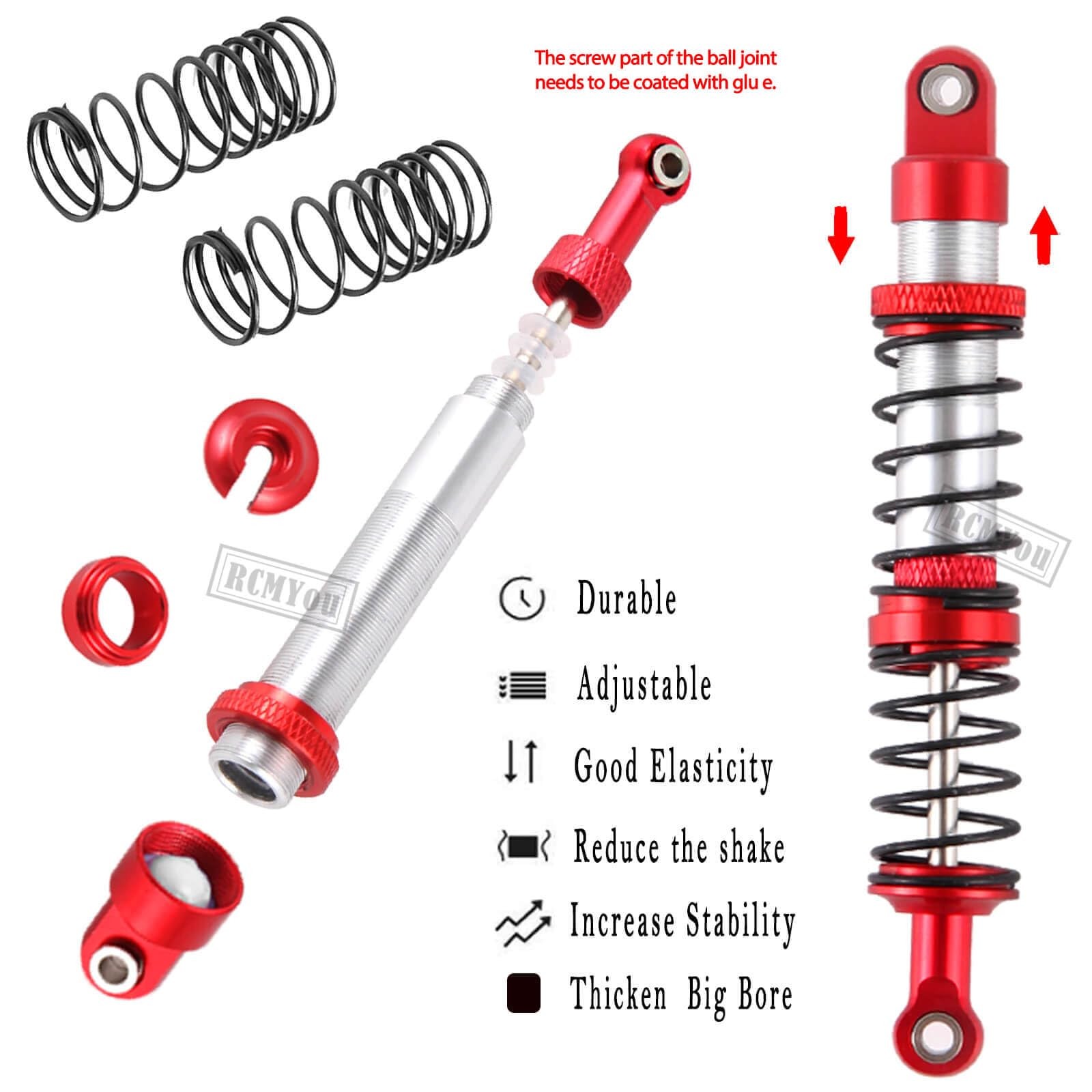 120mm RC Shock Absorber Universal Upgrades Part for 1/10 RC Scale Cars,4PCS A...