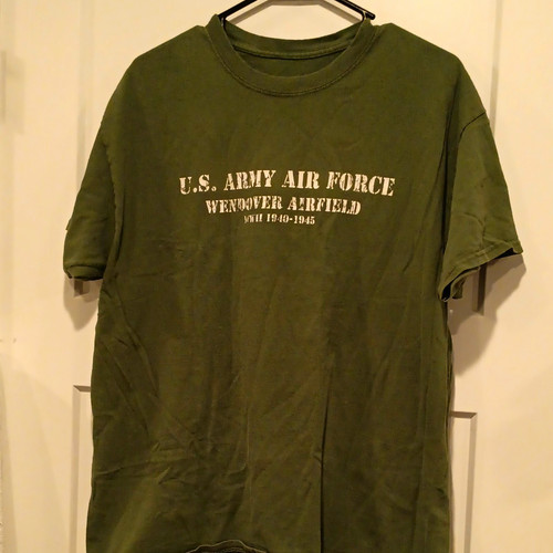 U.S. Army Air Force Wendover Airfield Green Graphic Cotton Crew Neck Tee L