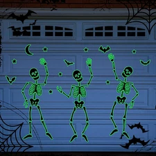 Halloween Skeleton Garage Door Magnets Glow in the Dark Skull Magnetic Sticker D