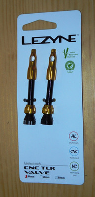 Lezyne CNC TLR Tubeless Ventil-Set (2 Stück), gold, 44 mm
