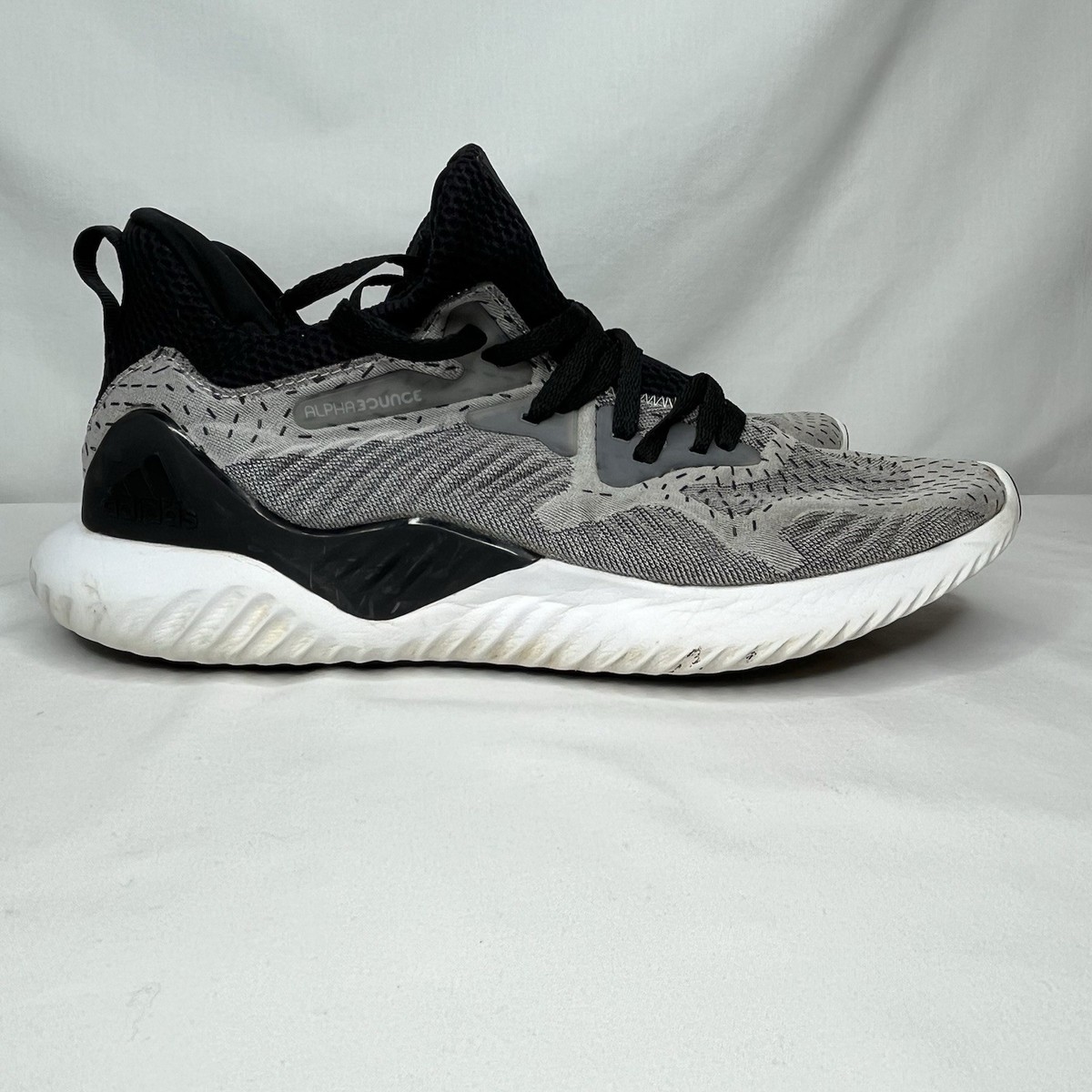 Adidas Mens Alpha Bounce Beyond Gray Black Running Sneakers