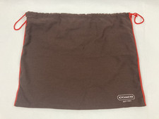 Coach Drawstring Dust Bag Brown w/ Red Stitching 16  x 13  Protective Storage