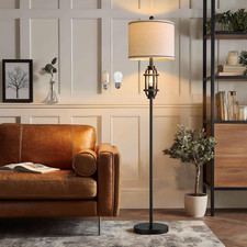 Mid Century 62.5" Industrial Black Floor Lamp with Bulbs for Living Room  Offic