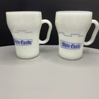 Vtg Fire King Anchor Hocking White Castle White Milk Glass Tall Coffee Cups Mugs