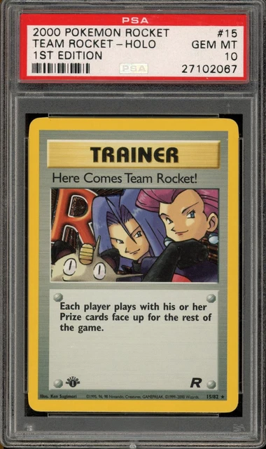 Pokemon Here Comes Team Rocket! Holo Rocket 15 1st Edition PSA 10 Gem Mint