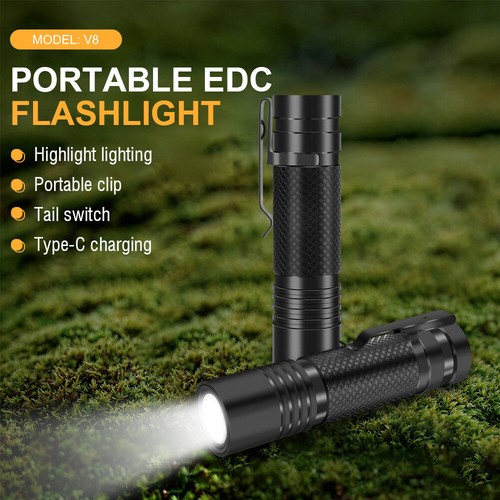 BORUiT Mini Clip On LED Taschenlampe Wiederaufladbare Taschenlampe Lampe Licht Camping Tasche - Bild 8 von 48