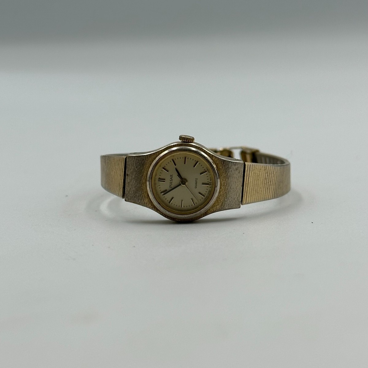 Vintage Pulsar Watch Women Gold Tone New Battery 6.5\