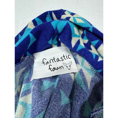 Vintage Fantastic Fawn Blue Geometric Open Front Cardigan USA Long Sleeve Size L - Picture 3 of 7