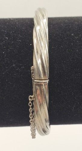 Brazalete Vintage Estampado Italia 925 Cuerda de Plata Esterlina Torcido Almeja - Imagen 21 de 23