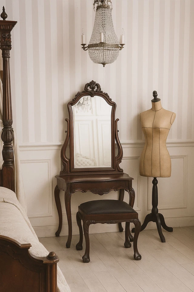 Antik Hocker Mahagoni Sitzhocker Schnitzereien Sitzbank Klavierhocker - Bild 2 von 4