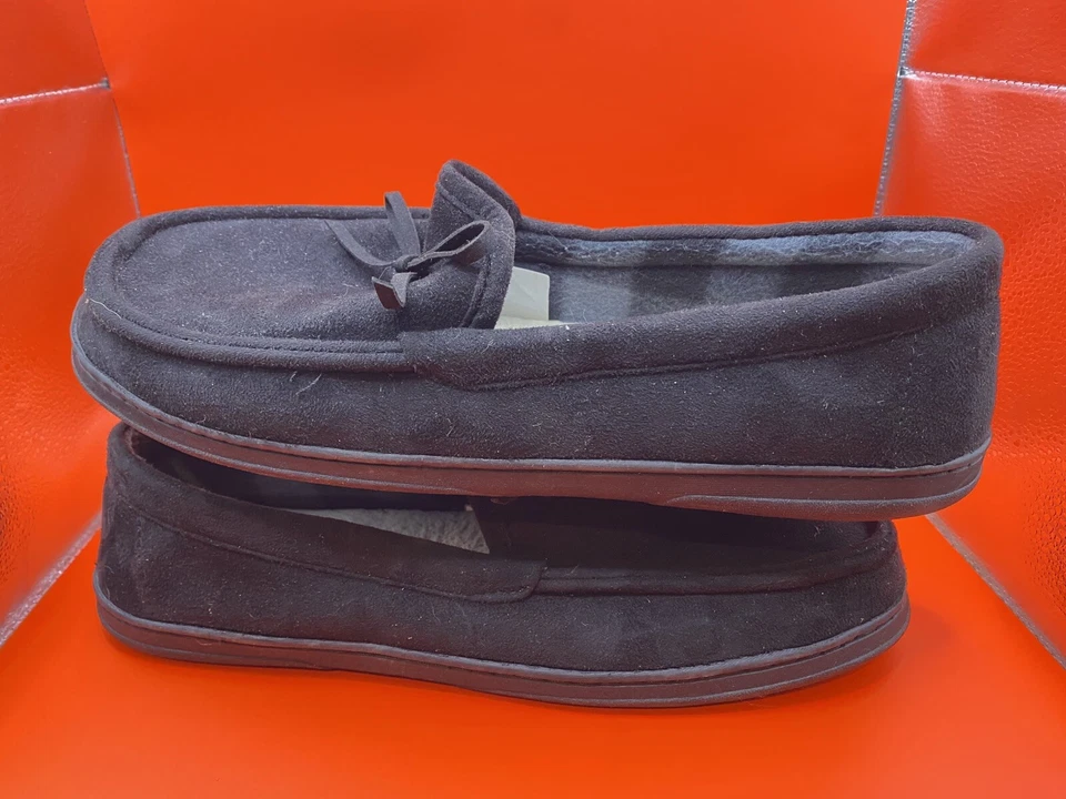 Мужские тапочки мокасины Izod размер от 11 до 12 черная фланелевая подкладка - Изображение 2 из 4