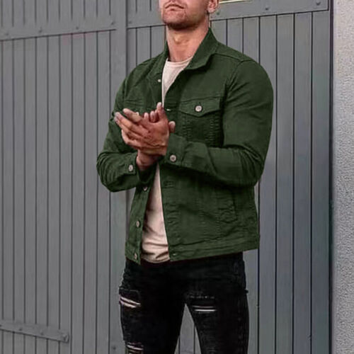 Men's Workwear Coat Tops Denim Jackets Casual Slim Autumn Spring Cargo M-3XL ✜ - Picture 7 of 21