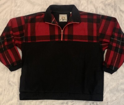 Vintage BUGLE BOY Heavy Polyester 1/4 Zip SweatJacket w Side Pockets