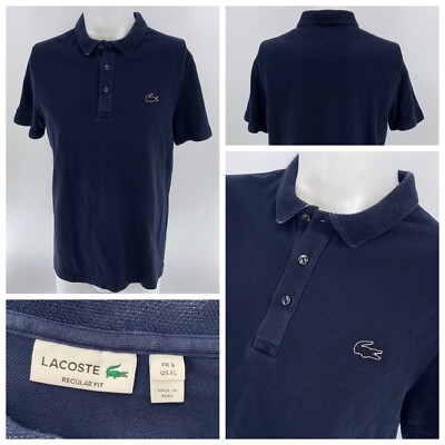Lacoste Regular Fit Polo Shirt Men s XL Navy Cotton Made In Peru YGI X3-13