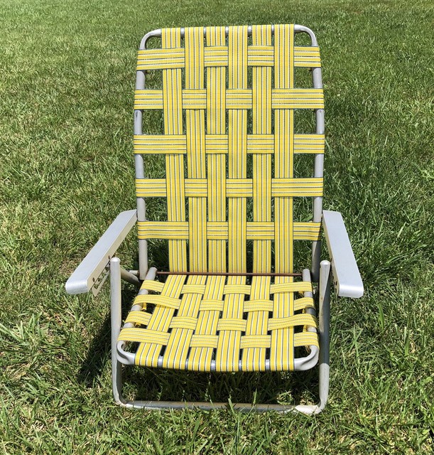 Vtg Aluminum bed Reclining Adjustable Low Beach Lawn Chair High Back