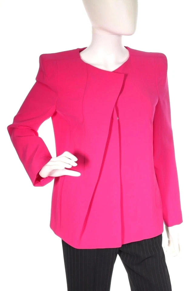Giorgio Armani 女式 Fuchsia 粉色丝绸无领西装外套 42 码 — 第 2/4 张图片