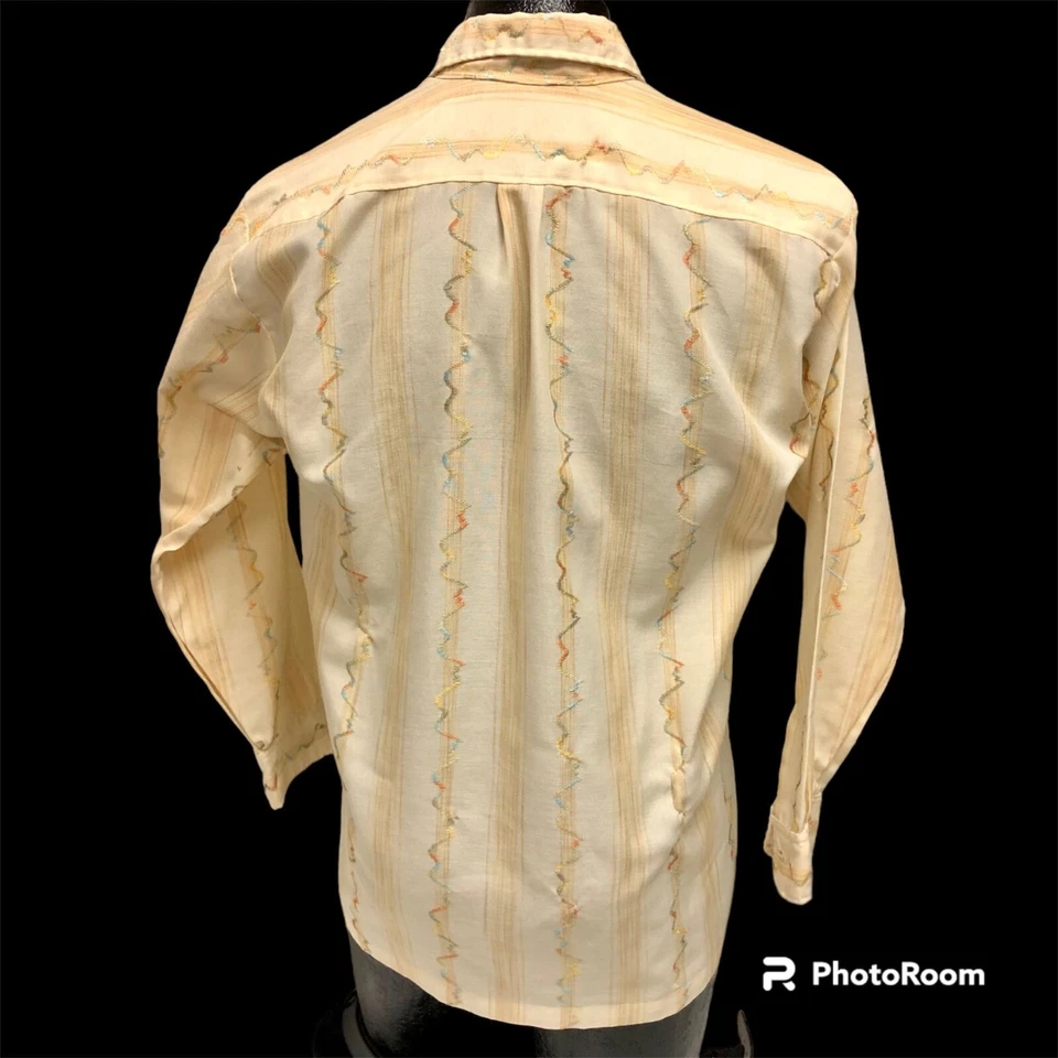 Camisa De Colección Años 50 Oro Bordado RAINBOW WAVE Rockabilly VLV Mezcla Seda Vegas M Foto 2 de 4