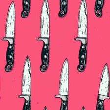 20x Pink Knives Peel and Stick Tile Vinyl Sticker Bathroom Kitchen Self Adhesive