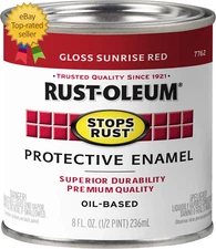 7762730 Stops Rust Brush on Paint, Half Pint, Gloss Sunrise Red, 8 Fl Oz