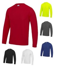 AWDis Long Sleeve Cool T Shirt Top Wickable Breathable Gym Training Running Tee