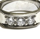 New GIA certified 14k white gold mens 1.35ct diamond 3 stone ring 13.2g gents  — photo 2