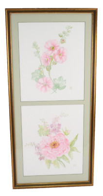Vintage Original Floral Watercolor Paintings Framed And Signed MTS