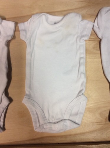 Carter's One Piece 0-3 Months White Short Sleeve 100% Cotton 5 Pieces - Picture 4 of 11