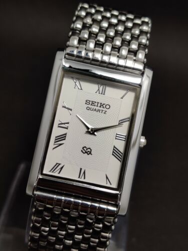 Seiko montre-bracelet à quartz mince vintage cadran romain SS fabriquée au Japon - Photo 1/11