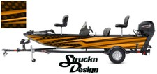 Pontoon Wrap Modern Orange Lines Fishing Abstract Graphic Bass Boat Decal Vinyl