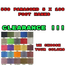 Sale !!! 5 X 100 Feet Paracord, Parachute Cord Rope ( We Choose Your Colors)